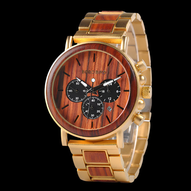 Wooden Chronograph Military Watch