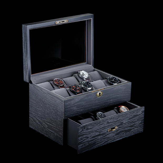 Double Layer Ash Wood Watch Box Storage