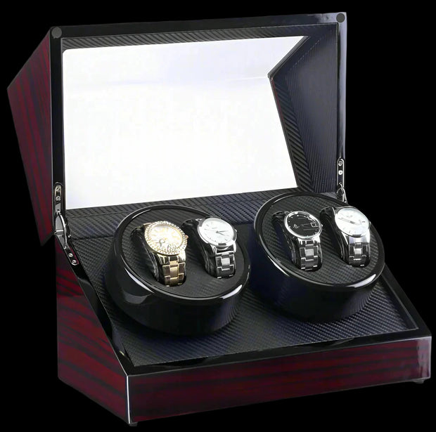 4 slot oscillating wooden storage box